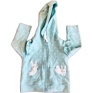 Carter’s Blue and Pink Baby Girl Bunny Sweater Hoodie - Size 12M